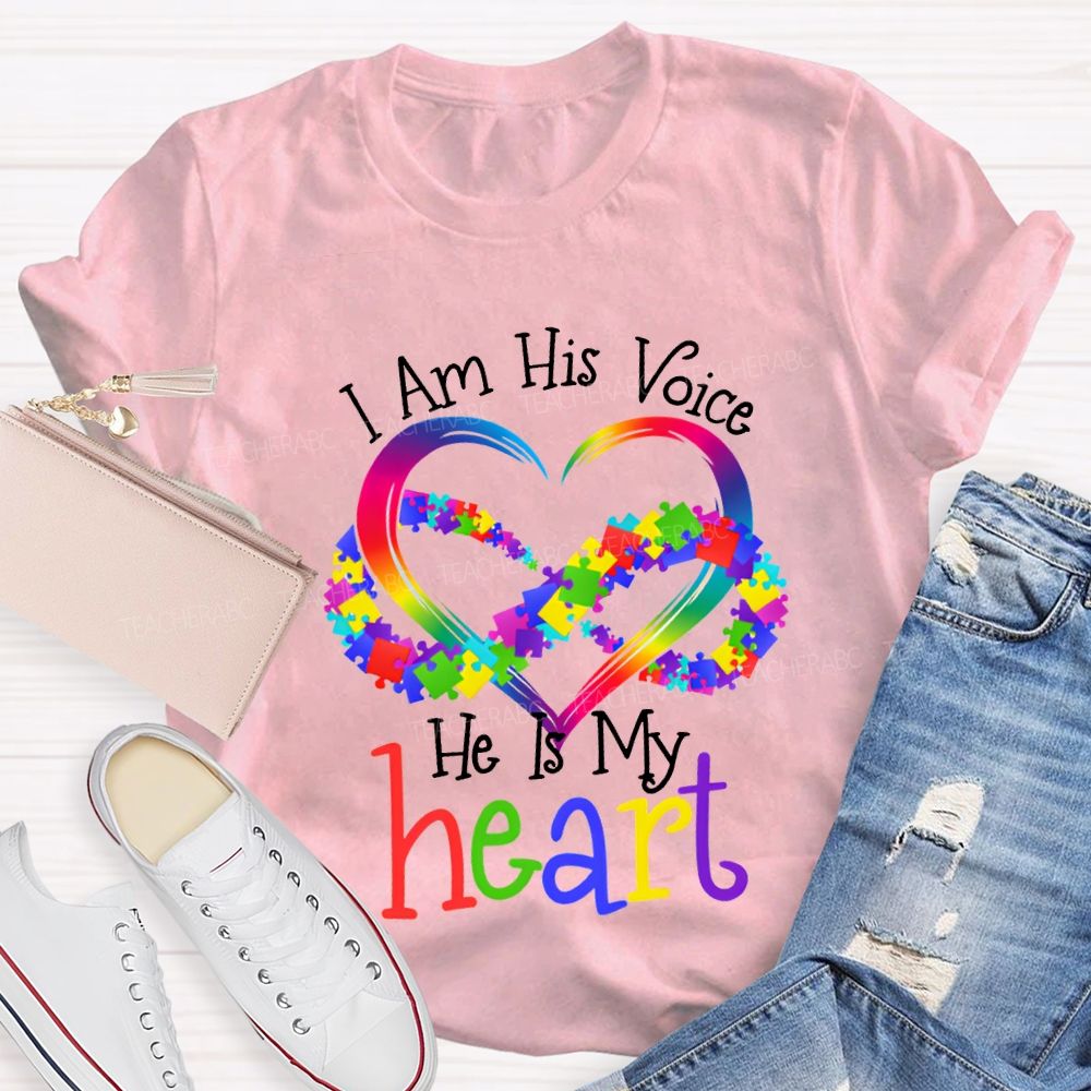 I Am His Voice He Is My Heart Special Education T-shirt