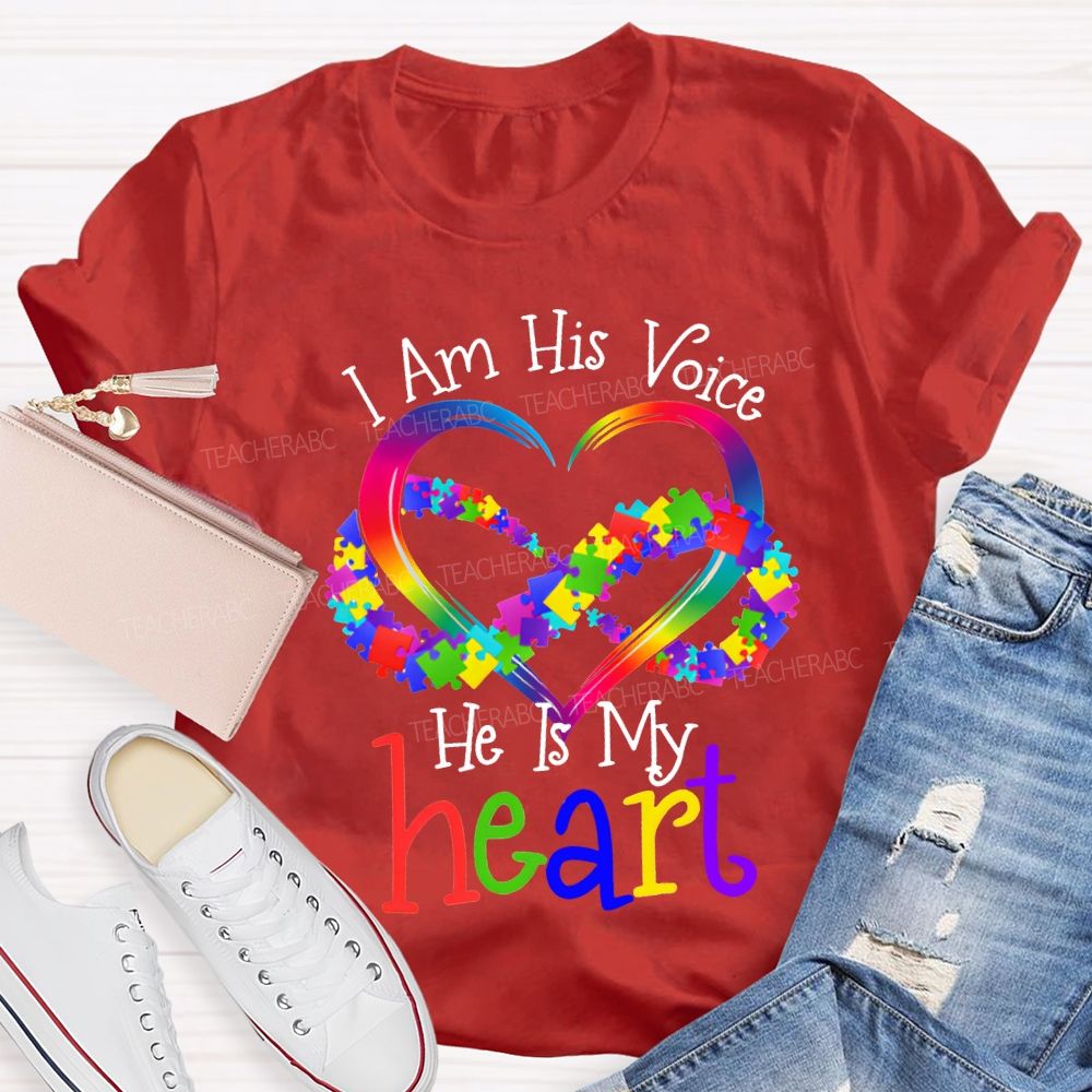 I Am His Voice He Is My Heart Special Education T-shirt