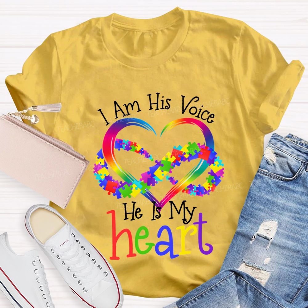 I Am His Voice He Is My Heart Special Education T-shirt