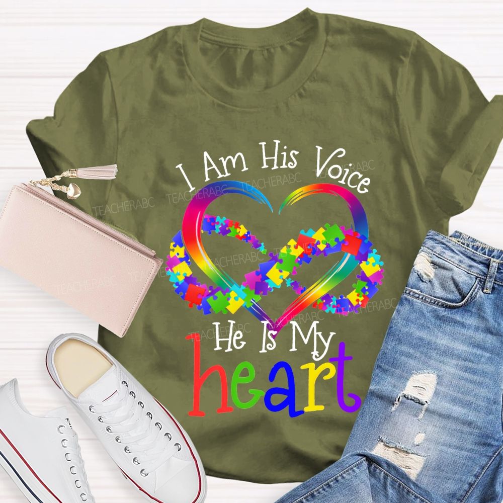 I Am His Voice He Is My Heart Special Education T-shirt