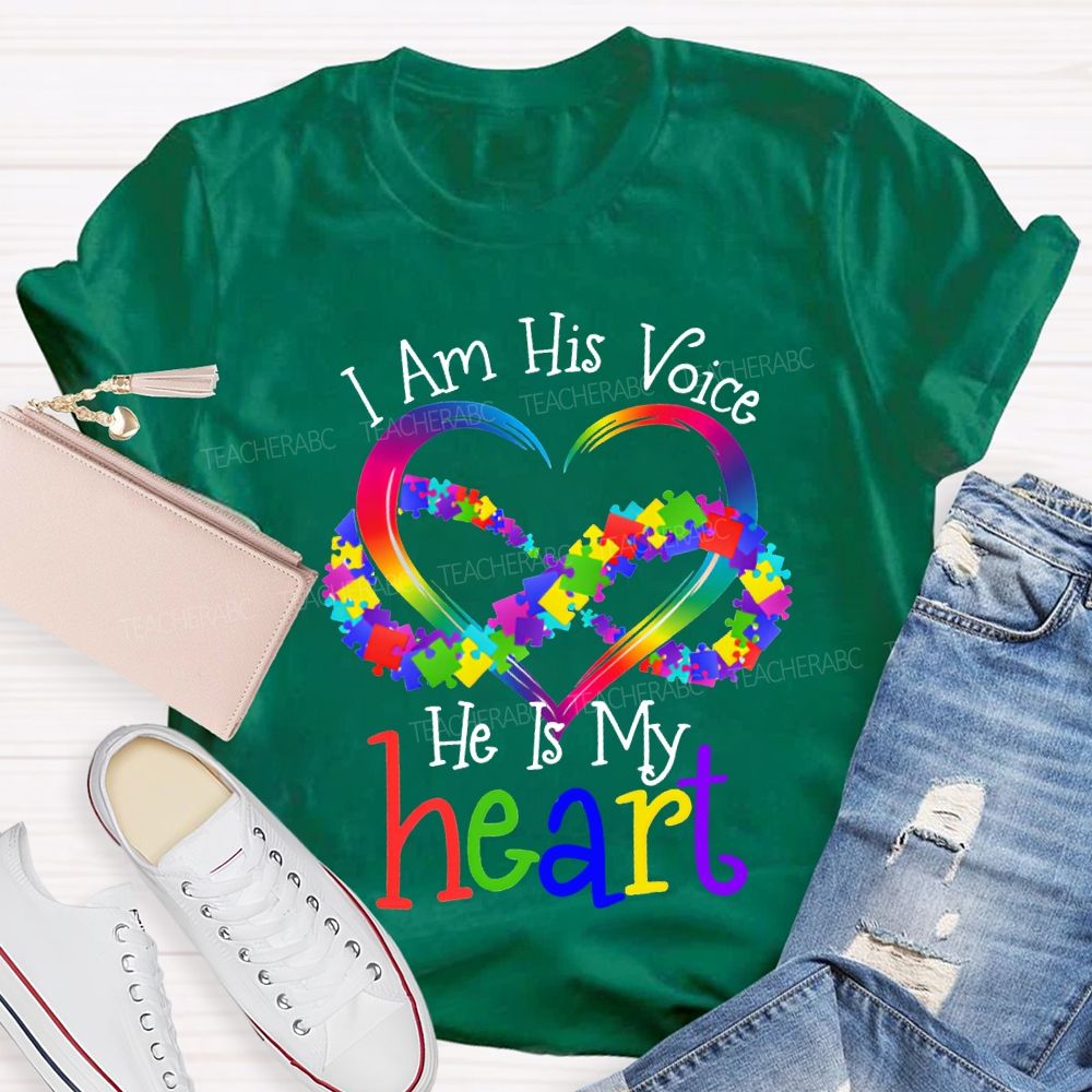 I Am His Voice He Is My Heart Special Education T-shirt