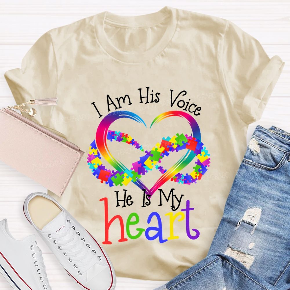 I Am His Voice He Is My Heart Special Education T-shirt
