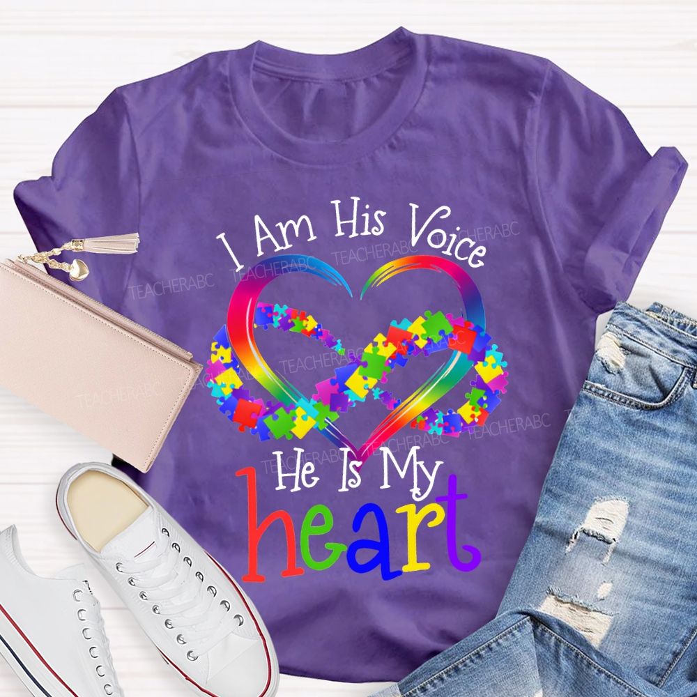 I Am His Voice He Is My Heart Special Education T-shirt