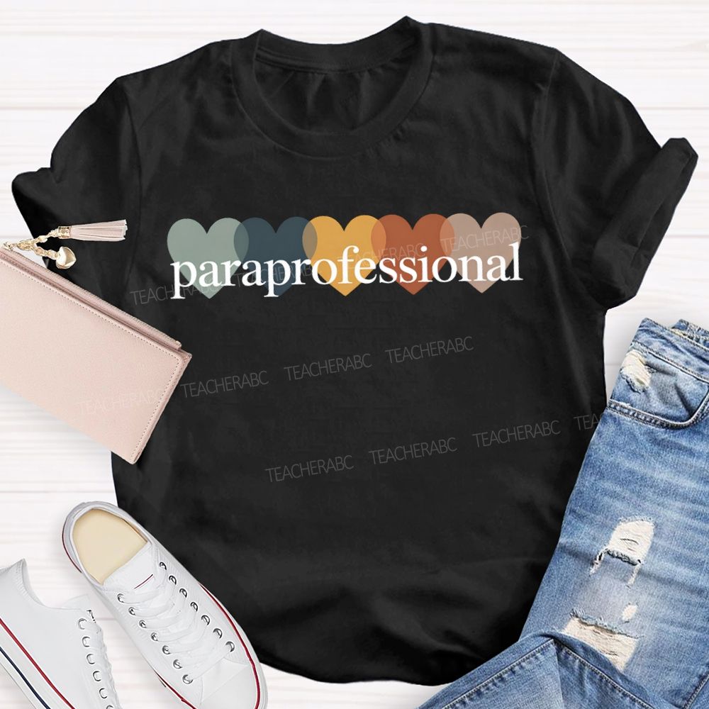 Paraprofessional Colorful Heart Print T-shirt