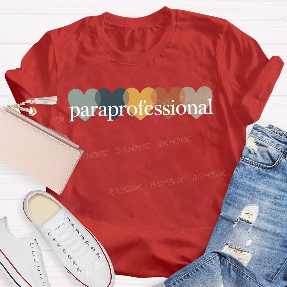 Paraprofessional Colorful Heart Print T-shirt