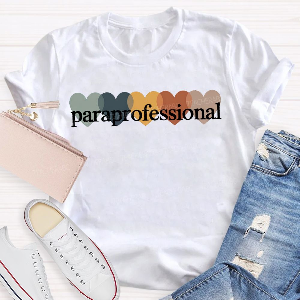 Paraprofessional Colorful Heart Print T-shirt