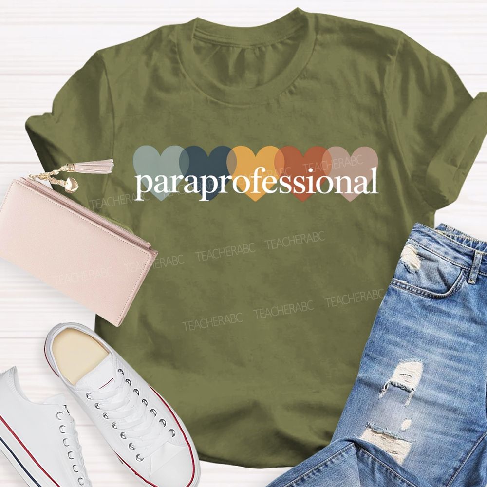 Paraprofessional Colorful Heart Print T-shirt