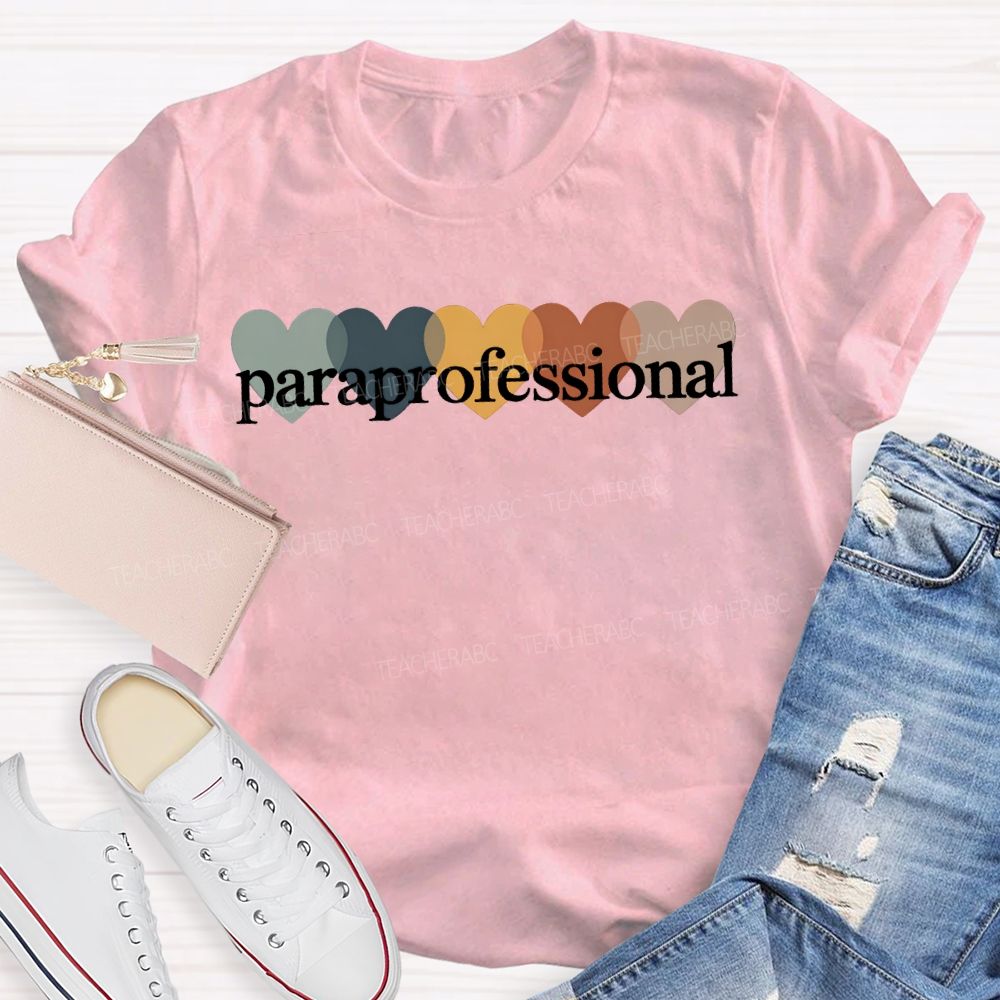 Paraprofessional Colorful Heart Print T-shirt