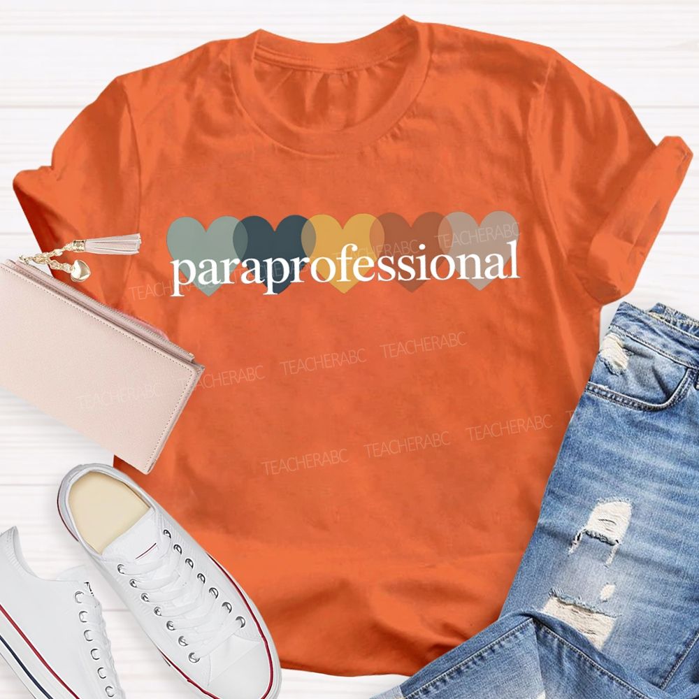 Paraprofessional Colorful Heart Print T-shirt