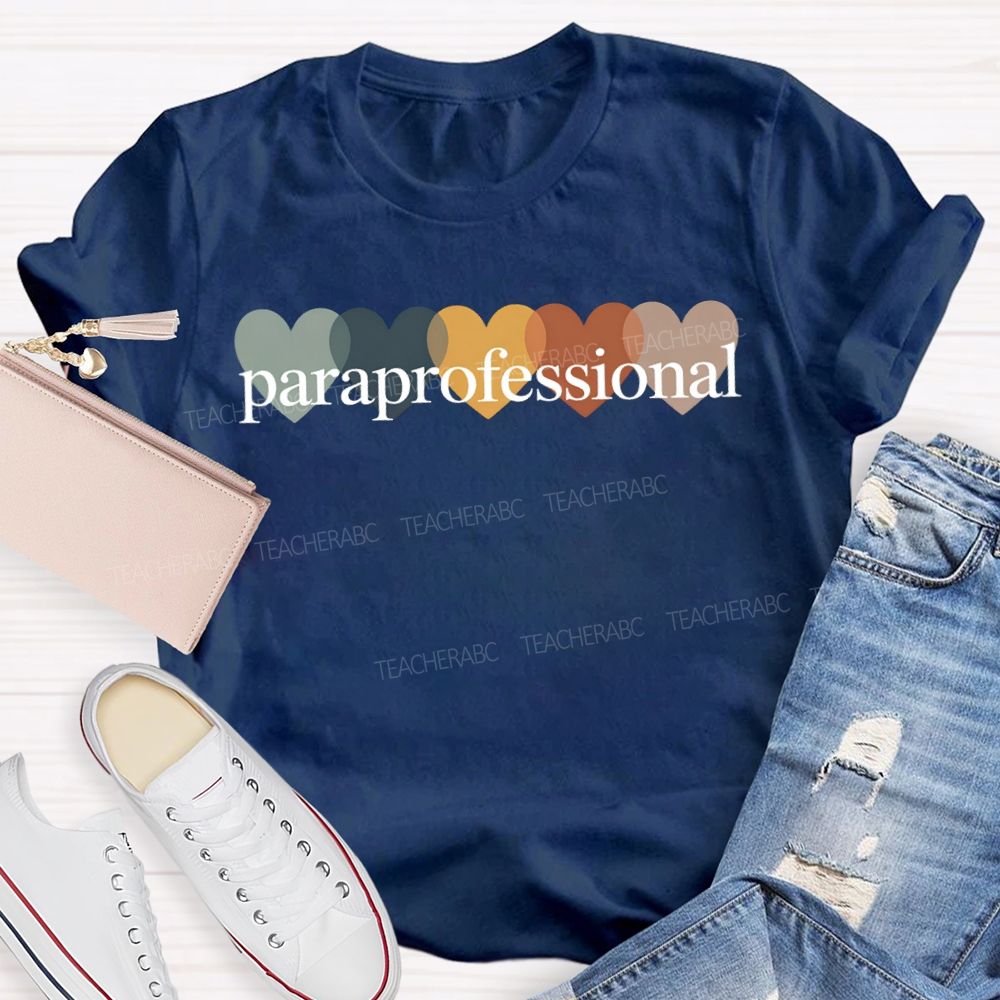 Paraprofessional Colorful Heart Print T-shirt
