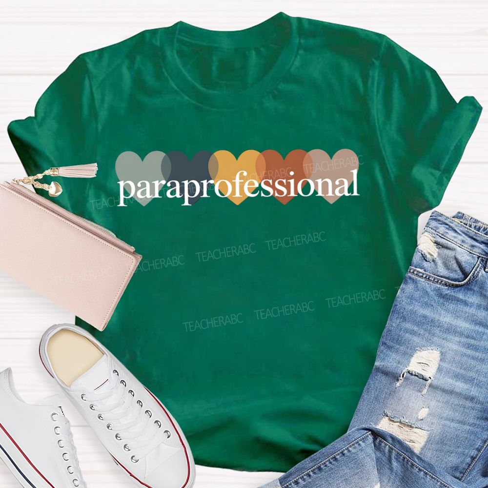 Paraprofessional Colorful Heart Print T-shirt