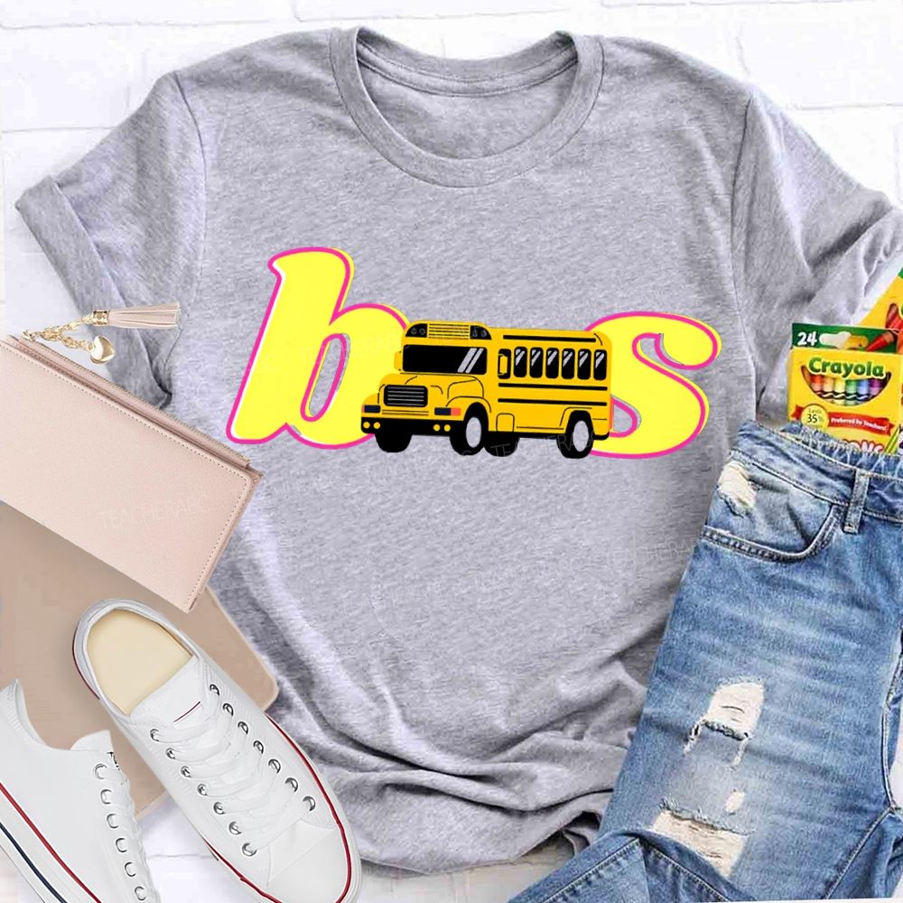 School Bus Driver Colorful Fonts And School Buses T-shirt