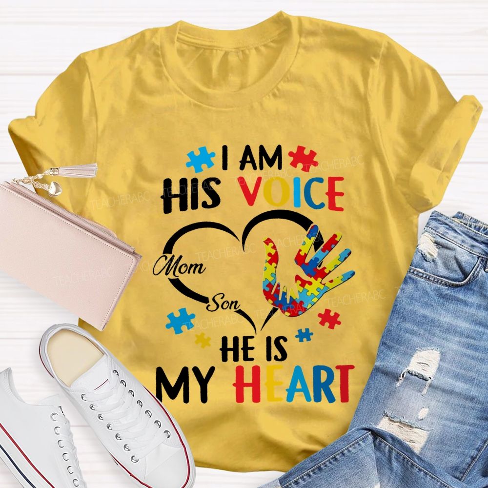 I Am His Voice He Is My Heart Colored Handprints T-shirt