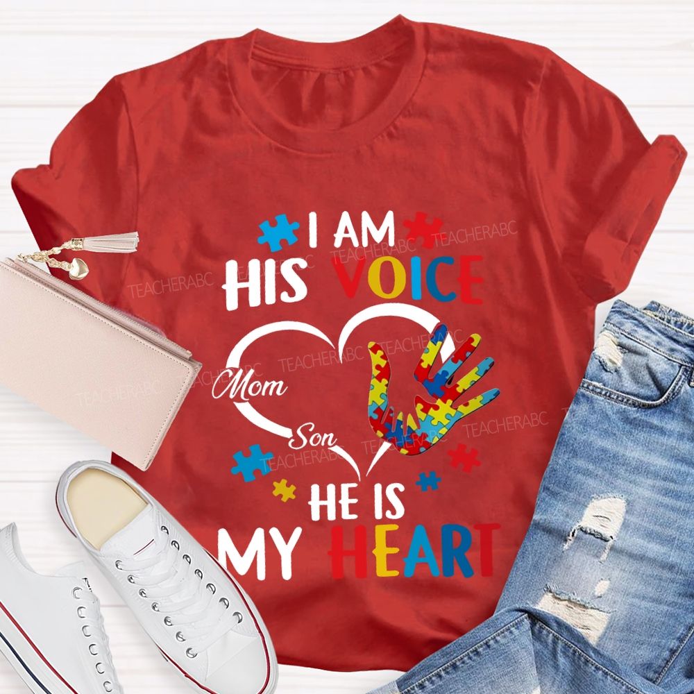 I Am His Voice He Is My Heart Colored Handprints T-shirt