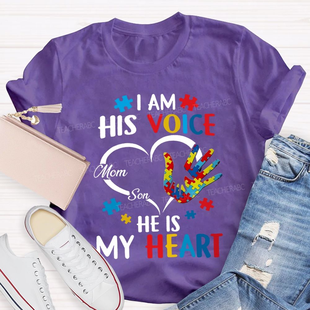 I Am His Voice He Is My Heart Colored Handprints T-shirt