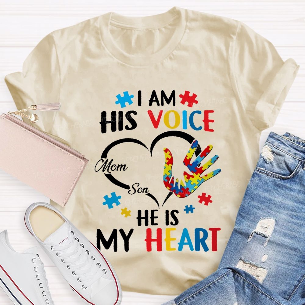 I Am His Voice He Is My Heart Colored Handprints T-shirt
