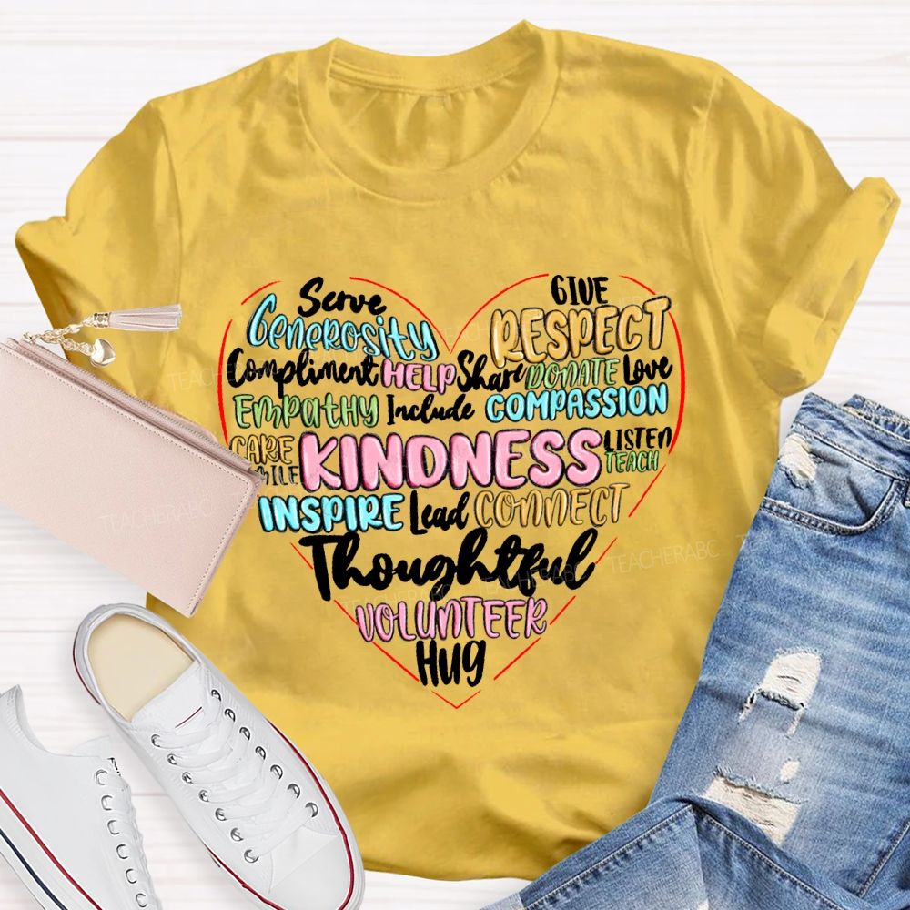 Kindness Give Inspire Connect Lead Thoughtful Hug T-shirt