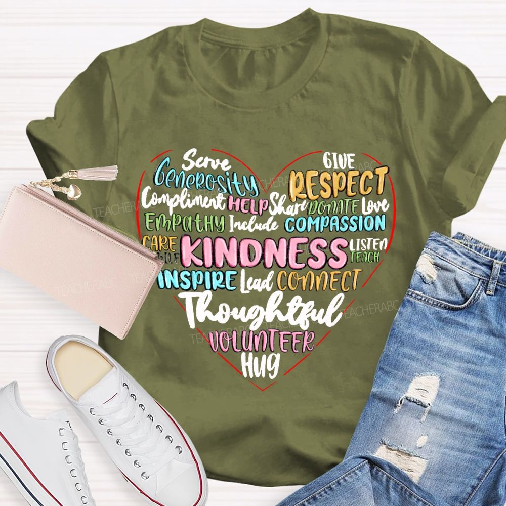 Kindness Give Inspire Connect Lead Thoughtful Hug T-shirt