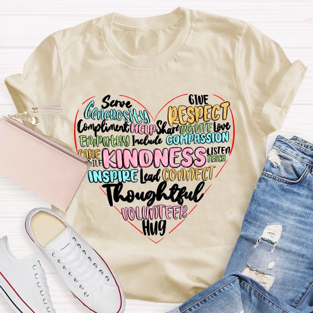Kindness Give Inspire Connect Lead Thoughtful Hug T-shirt