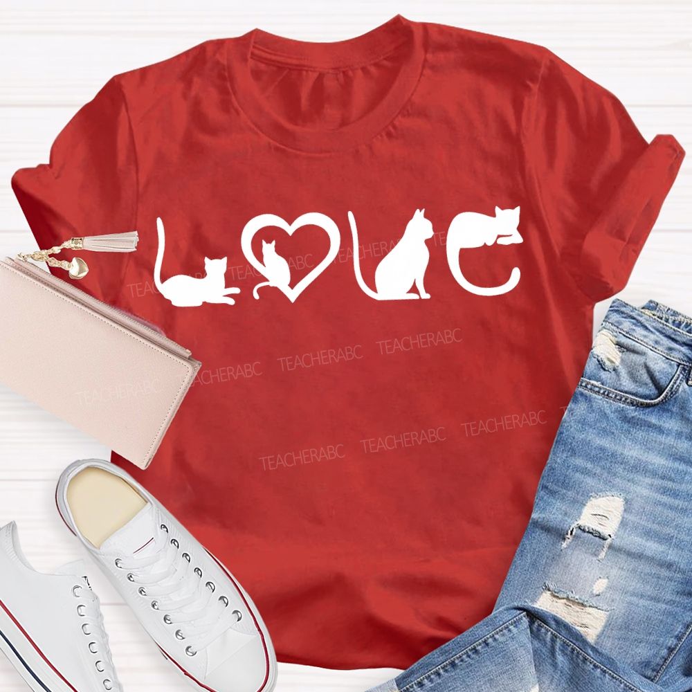 Love Cats Graphic Cat Mom Valentine Gift T-shirt