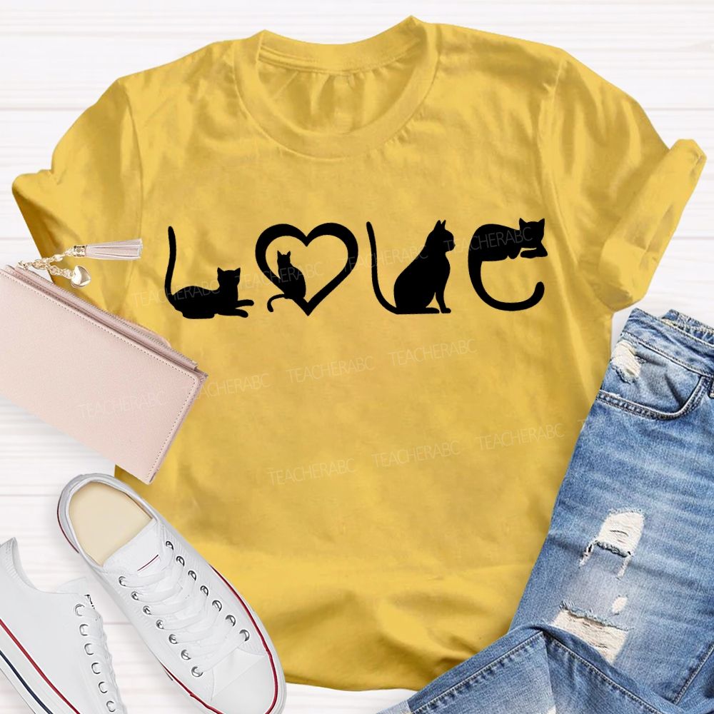 Love Cats Graphic Cat Mom Valentine Gift T-shirt