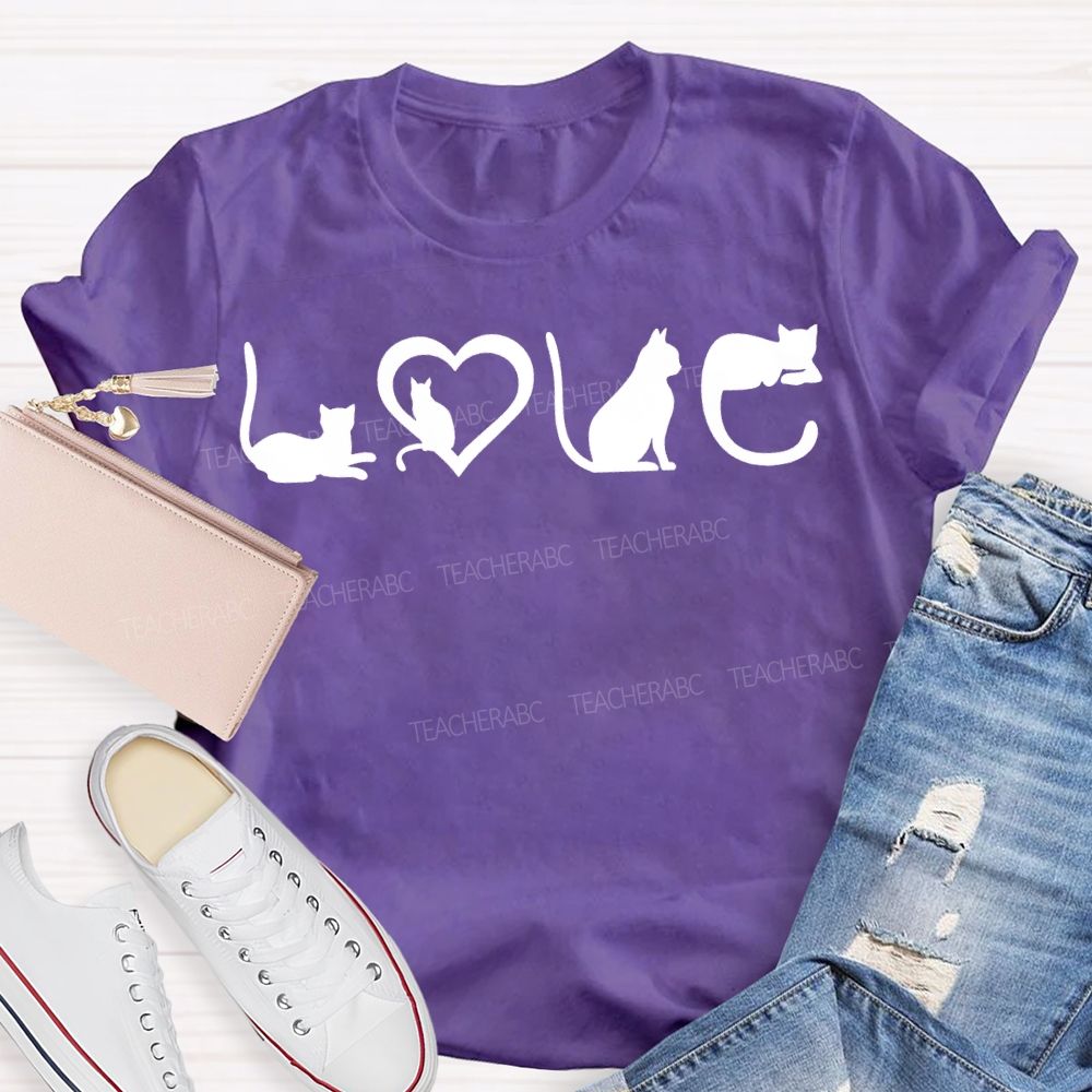 Love Cats Graphic Cat Mom Valentine Gift T-shirt