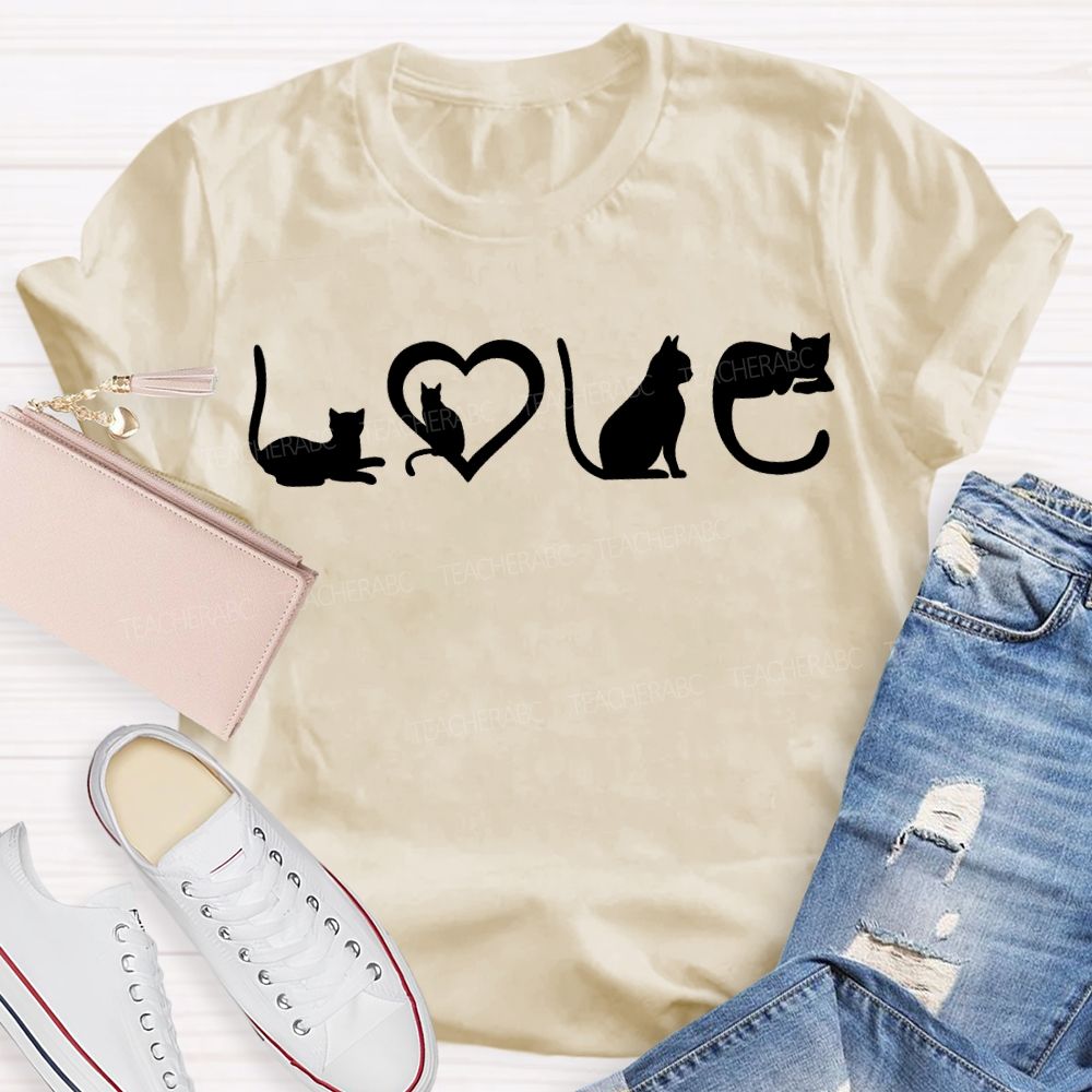 Love Cats Graphic Cat Mom Valentine Gift T-shirt