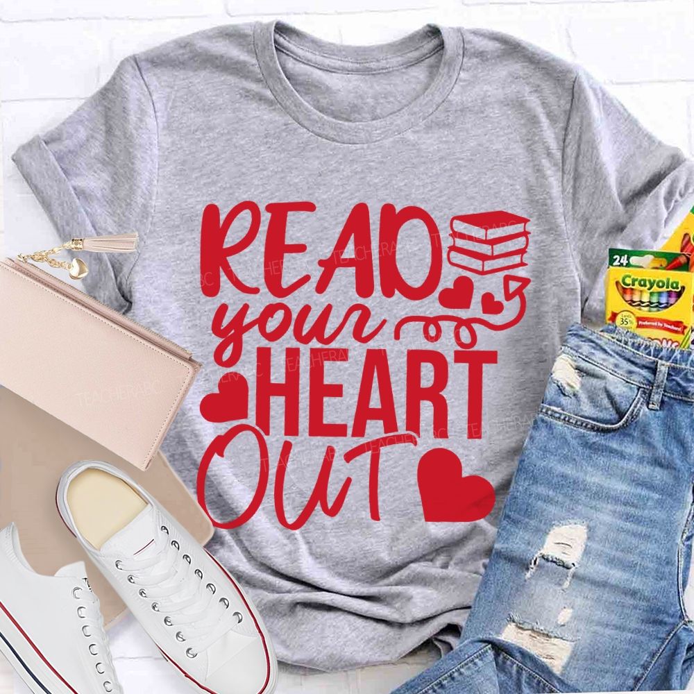 Read Your Heart Out Hearts And Books T-shirt