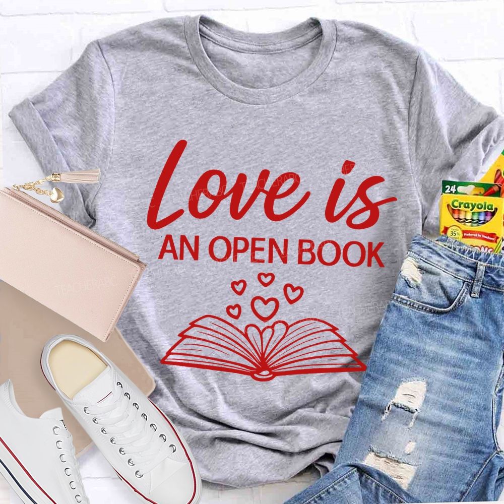 Love Is An Open Book Peach Heart Books T-shirt