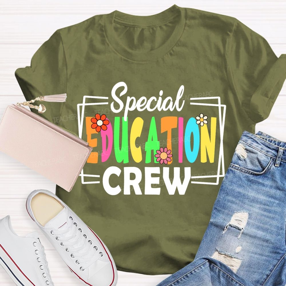 Special Education Crew Colorful Fonts And Small Flowers T-shirt