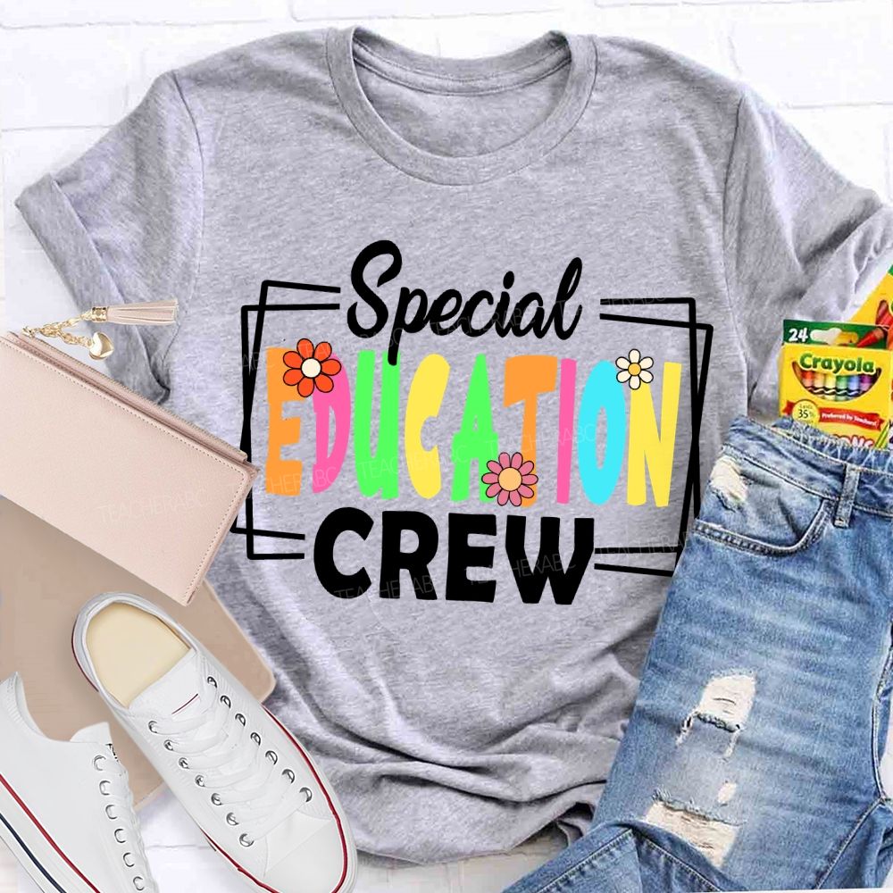 Special Education Crew Colorful Fonts And Small Flowers T-shirt