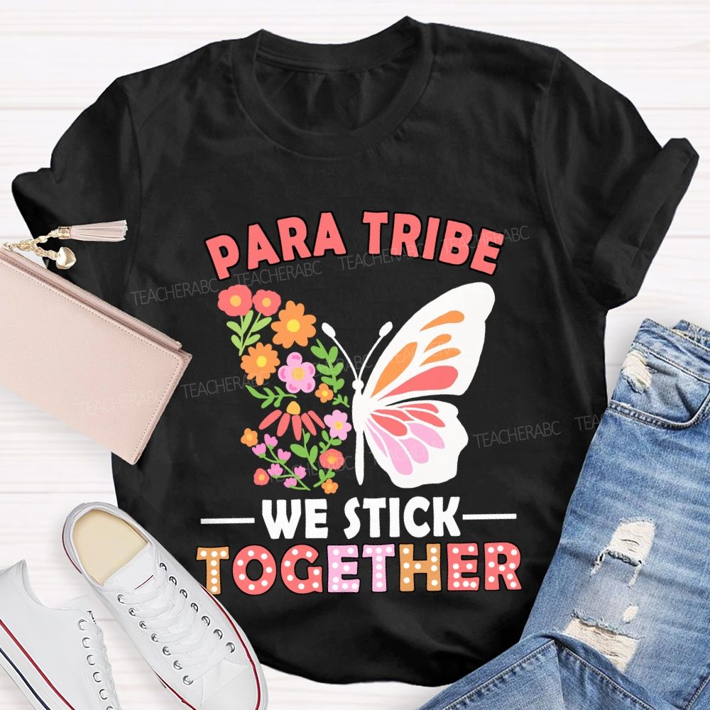 Para Tribe We Stick Together Floral And Butterfly Prints T-shirt
