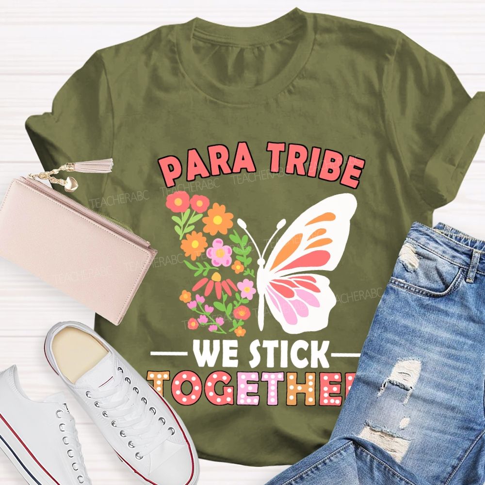 Para Tribe We Stick Together Floral And Butterfly Prints T-shirt