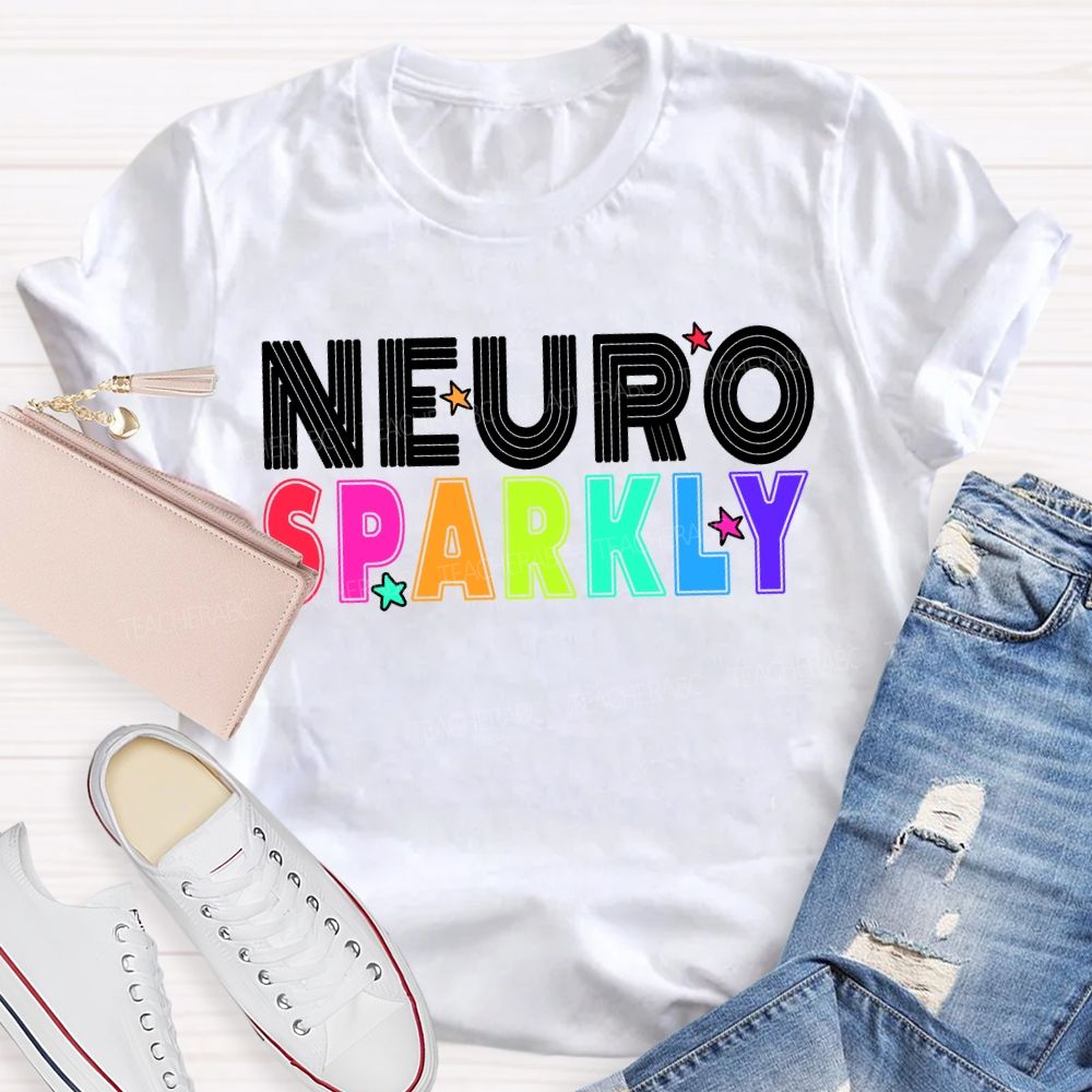 Neuro Sparkly Colored Fonts And Stars T-shirt