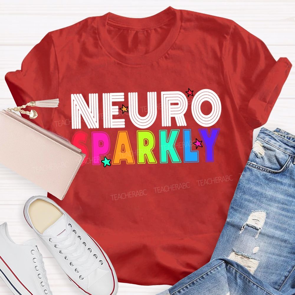 Neuro Sparkly Colored Fonts And Stars T-shirt