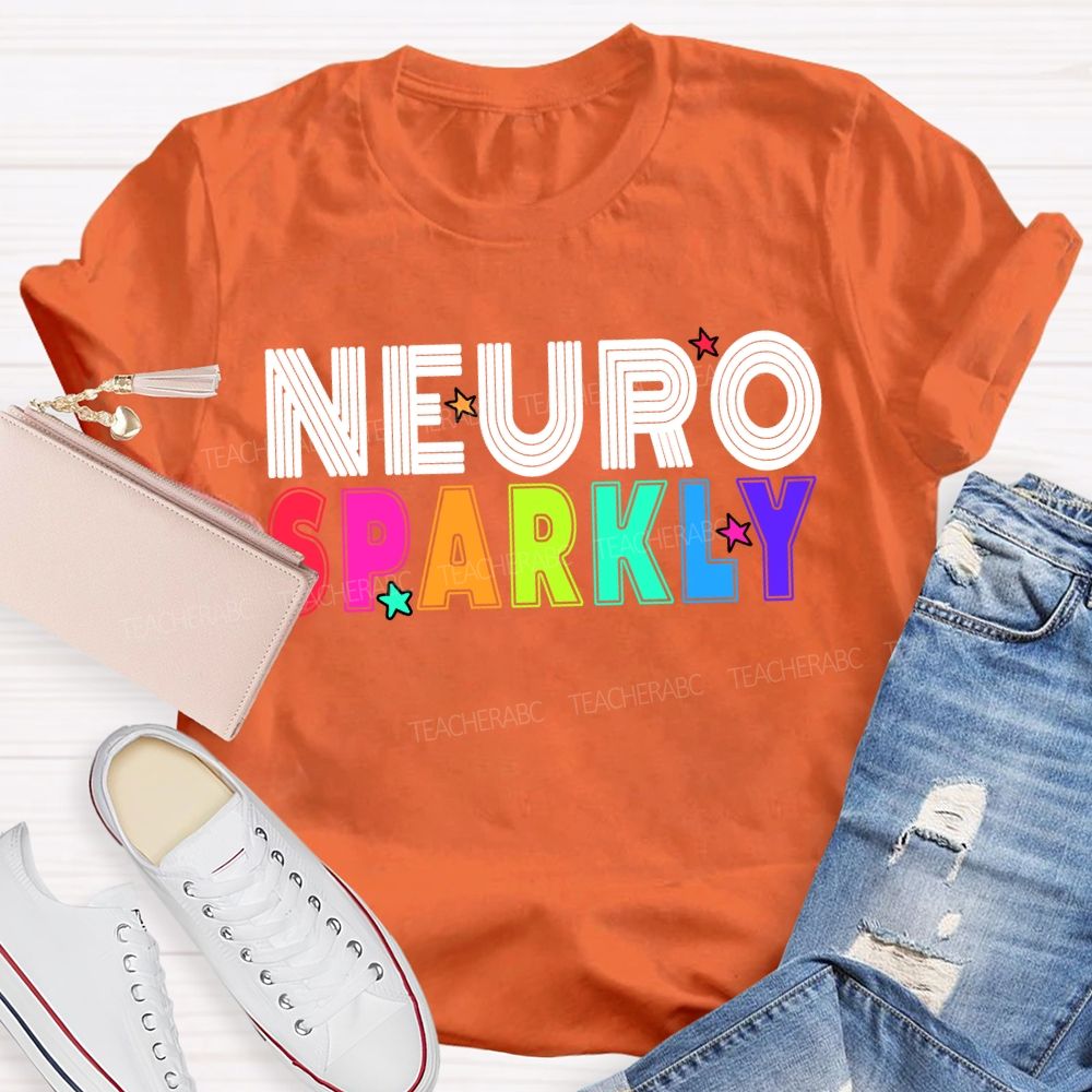 Neuro Sparkly Colored Fonts And Stars T-shirt