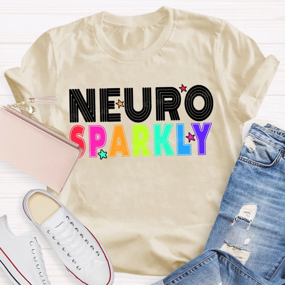 Neuro Sparkly Colored Fonts And Stars T-shirt