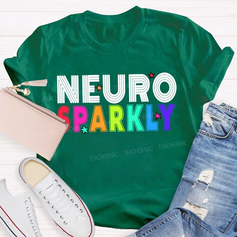 Neuro Sparkly Colored Fonts And Stars T-shirt