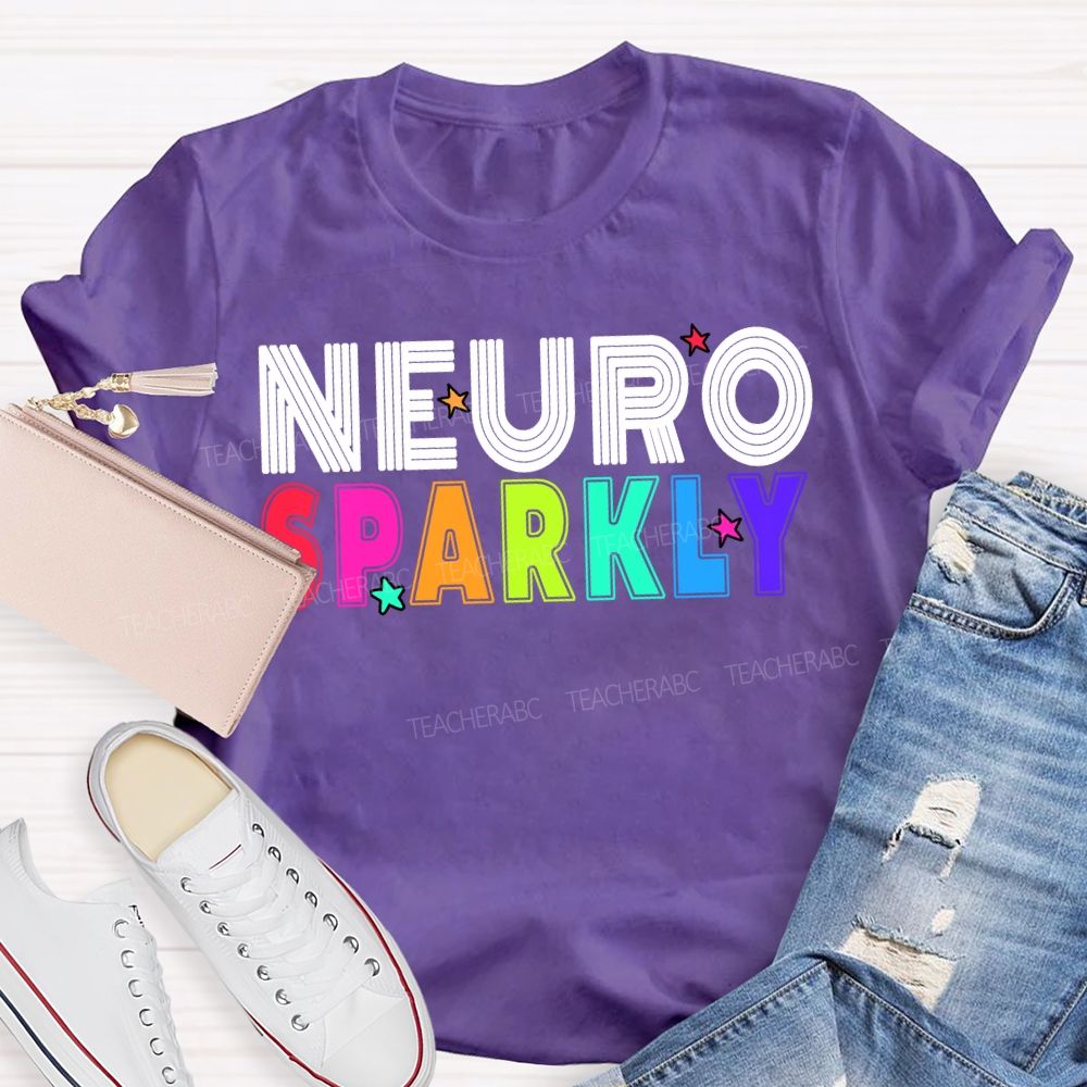 Neuro Sparkly Colored Fonts And Stars T-shirt