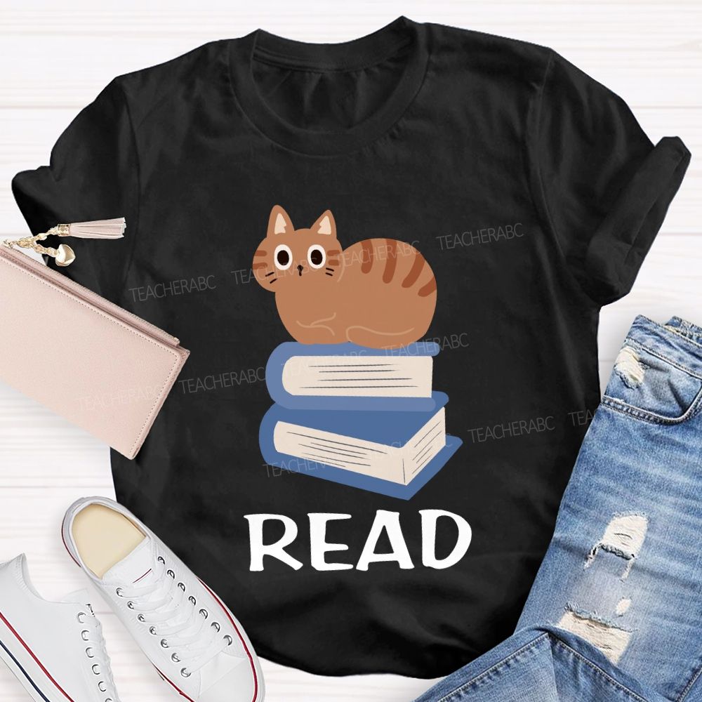 Read And Pet Cats Colored Books T-shirt