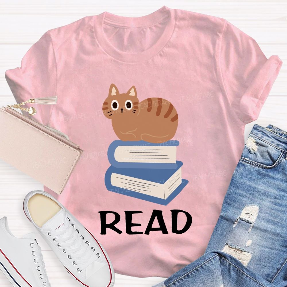 Read And Pet Cats Colored Books T-shirt