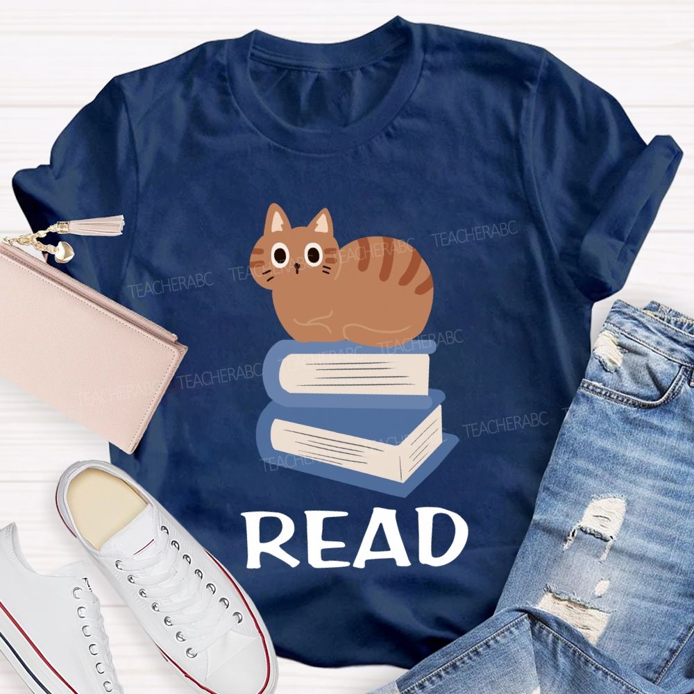 Read And Pet Cats Colored Books T-shirt