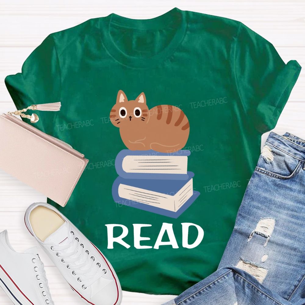 Read And Pet Cats Colored Books T-shirt