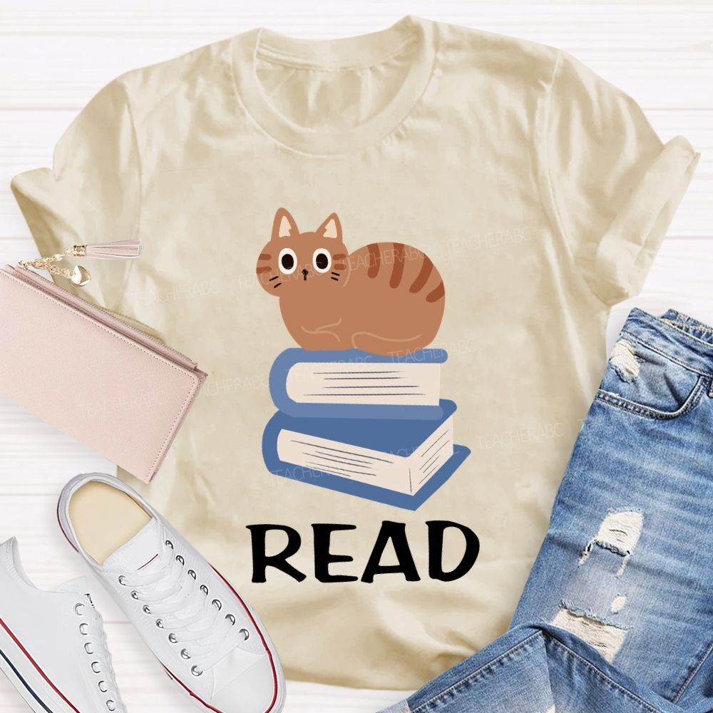 Read And Pet Cats Colored Books T-shirt