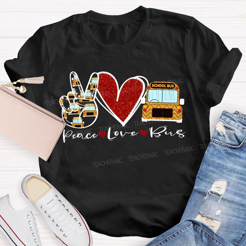 Peace Love School Bus Valentine'S Day T-shirt