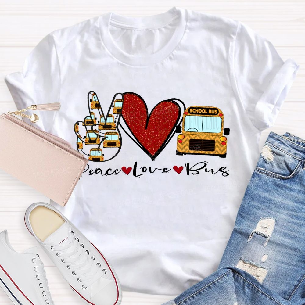 Peace Love School Bus Valentine'S Day T-shirt