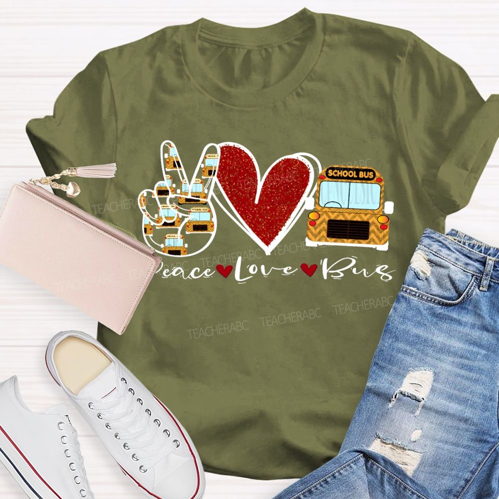 Peace Love School Bus Valentine'S Day T-shirt