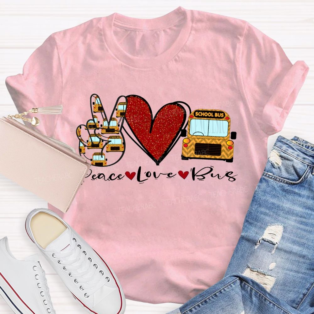 Peace Love School Bus Valentine'S Day T-shirt