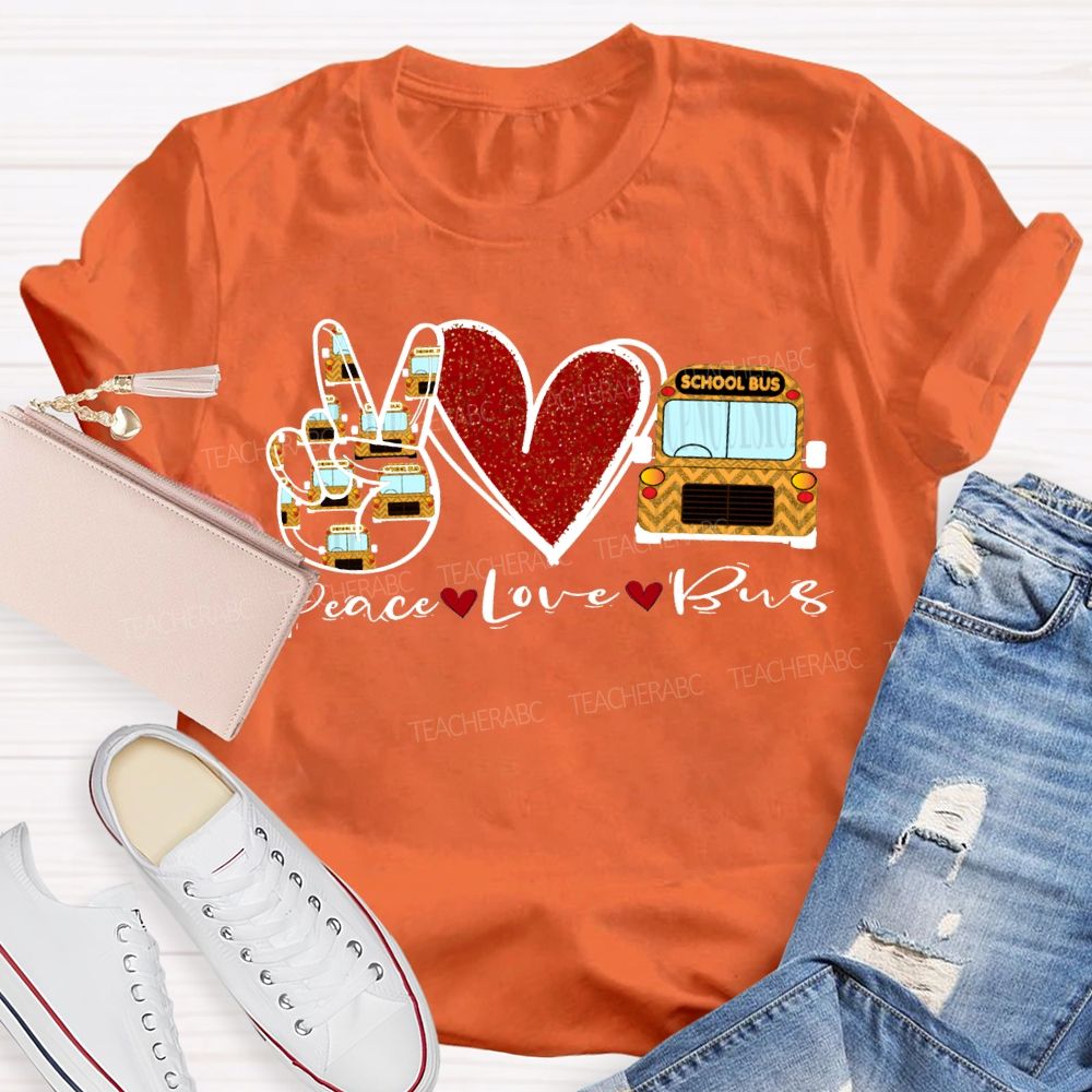 Peace Love School Bus Valentine'S Day T-shirt