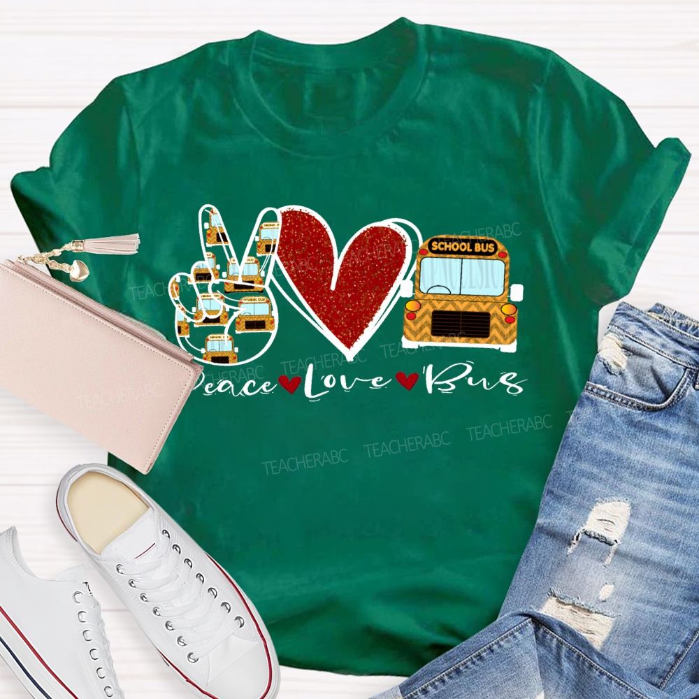 Peace Love School Bus Valentine'S Day T-shirt